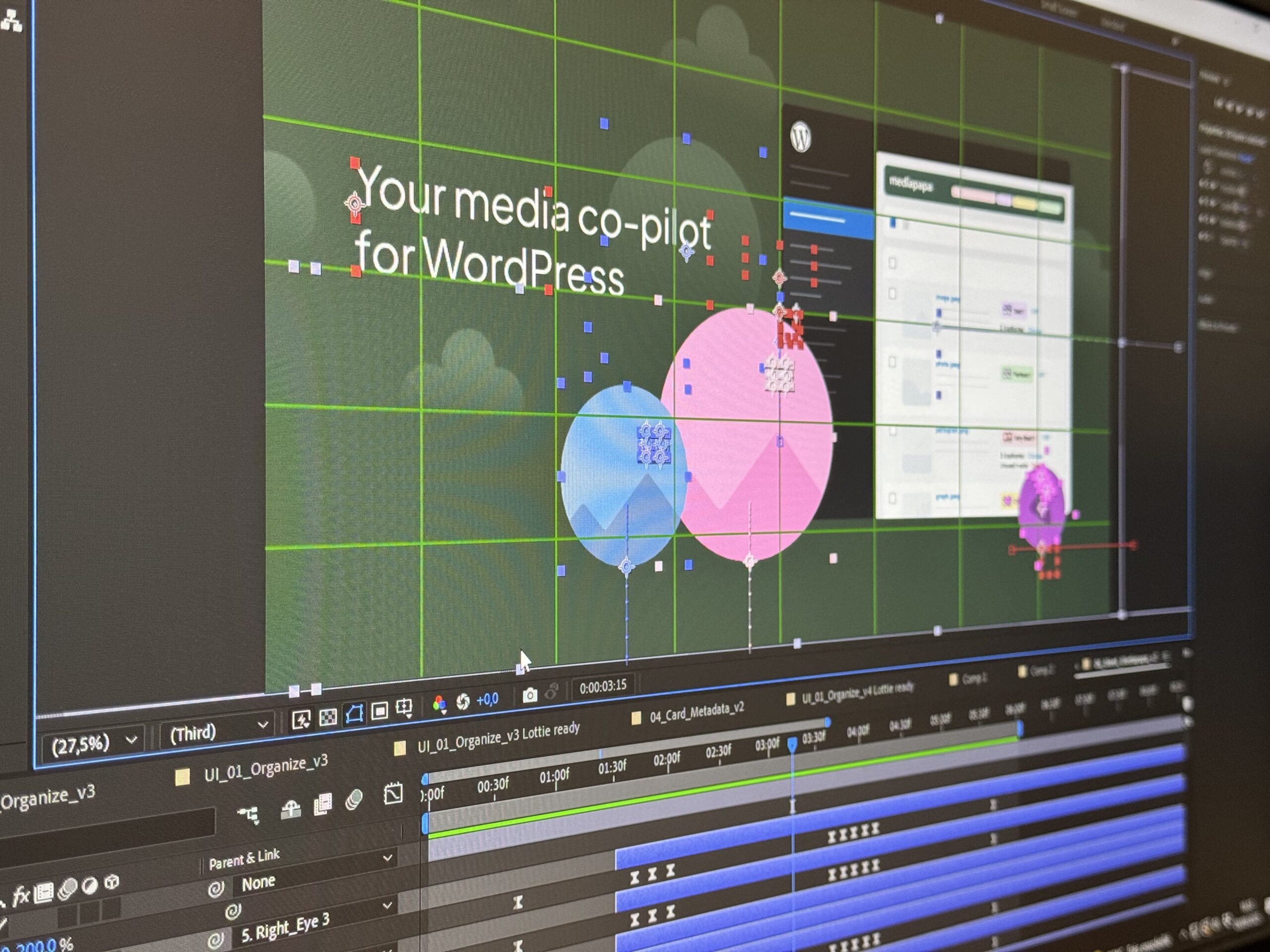 écran d'ordinateur avec adobe after effects allumé